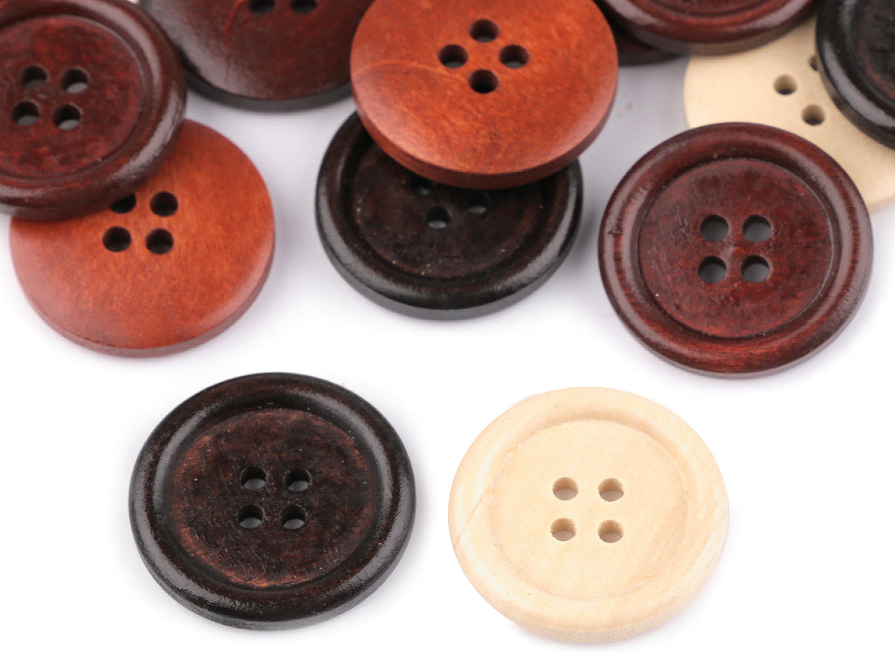 Bouton en bois, taille 25,4mm, 4 trous