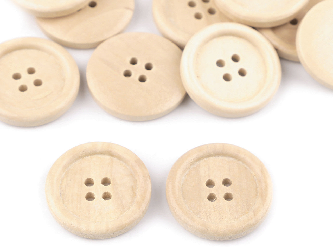 Bouton en bois, taille 25,4mm, 4 trous