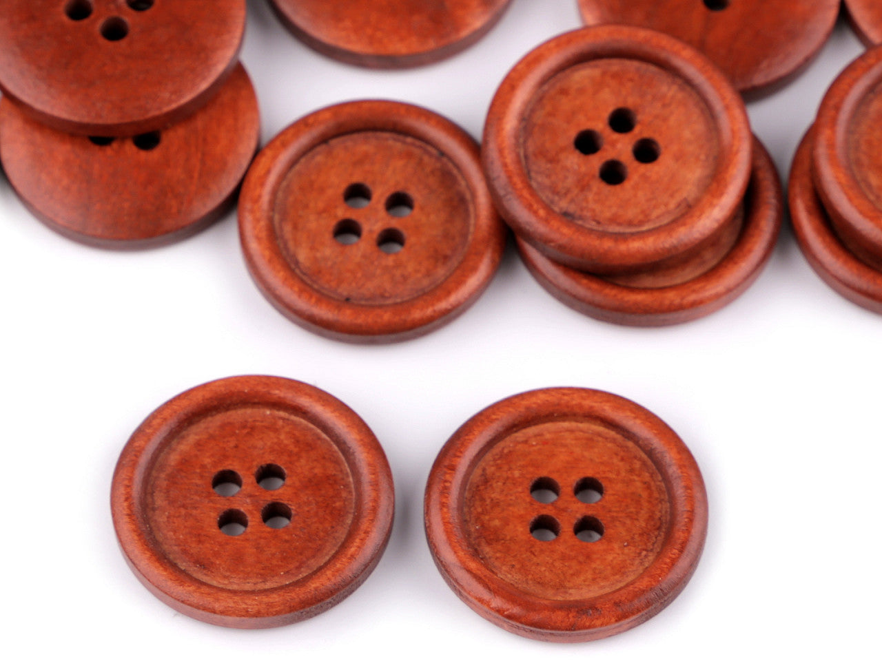 Bouton en bois, taille 25,4mm, 4 trous