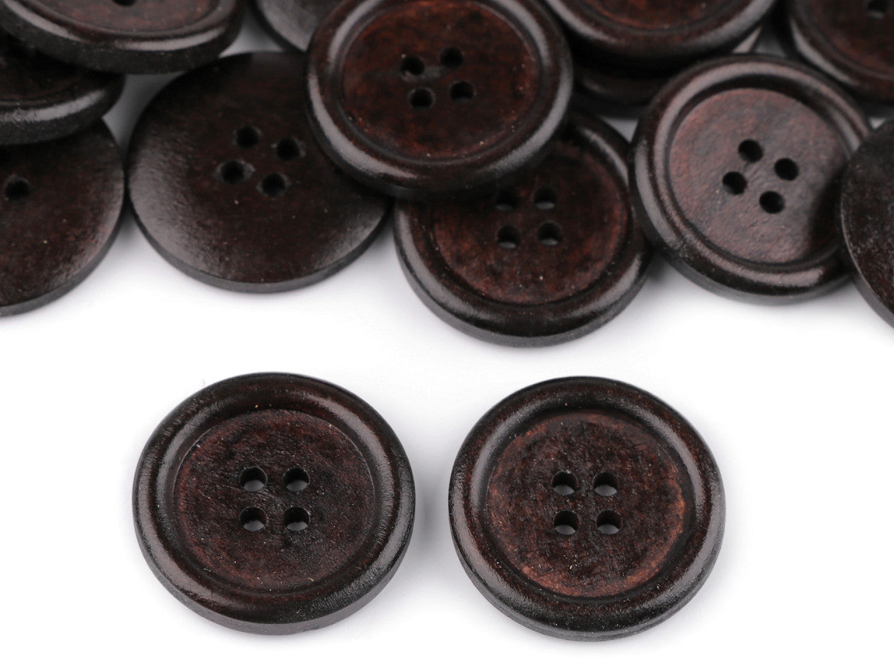 Bouton en bois, taille 25,4mm, 4 trous