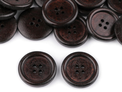 Bouton en bois, taille 25,4mm, 4 trous