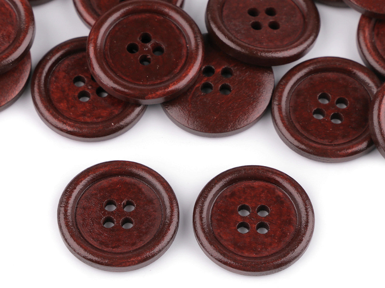 Bouton en bois, taille 25,4mm, 4 trous