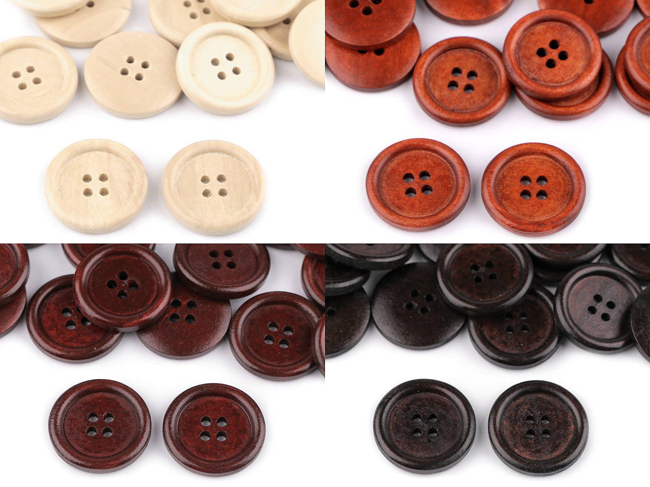 Bouton en bois, taille 25,4mm, 4 trous
