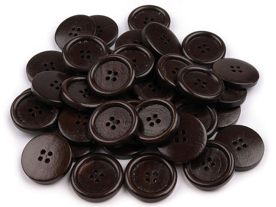 Bouton en bois, taille 25,4mm, 4 trous