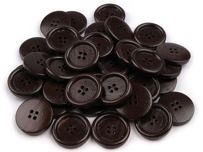 Bouton en bois, taille 25,4mm, 4 trous