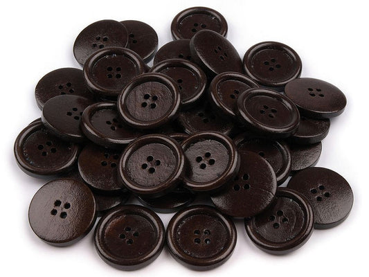 Bouton en bois, taille 25,4mm, 4 trous