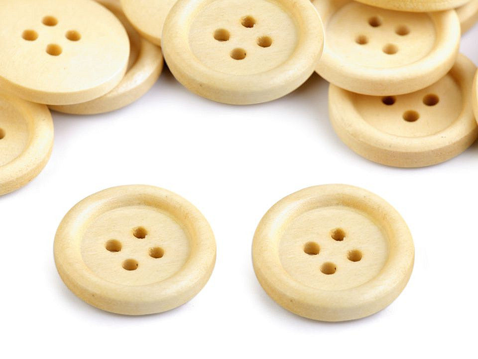 Bouton en bois taille 20,3mm, 4 trous - 10pc