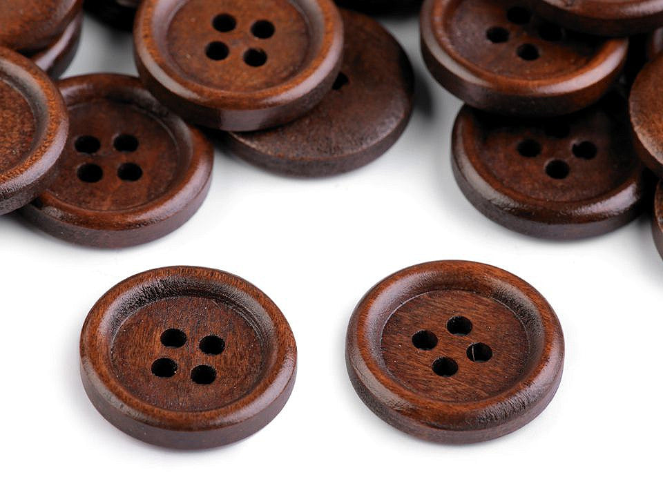 Bouton en bois taille 20,3mm, 4 trous - 10pc