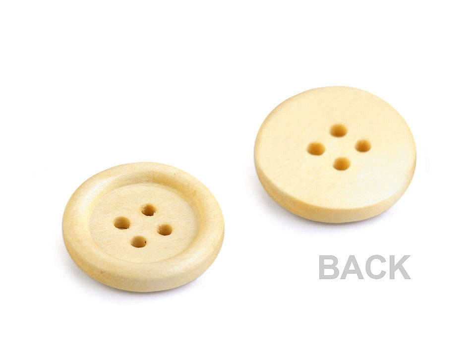 Bouton en bois taille 20,3mm, 4 trous - 10pc