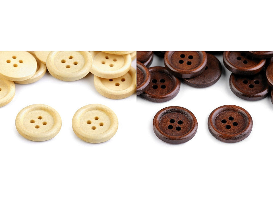Bouton en bois taille 20,3mm, 4 trous - 10pc