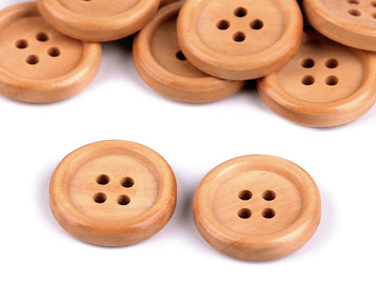 Bouton en bois taille 20,3mm, 4 trous - 10pc