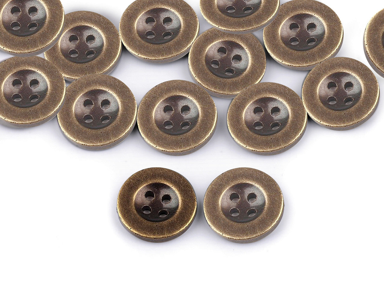 Bouton en plastique taille 15,2mm, imitation métal