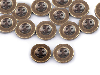 Bouton en plastique taille 15,2mm, imitation métal