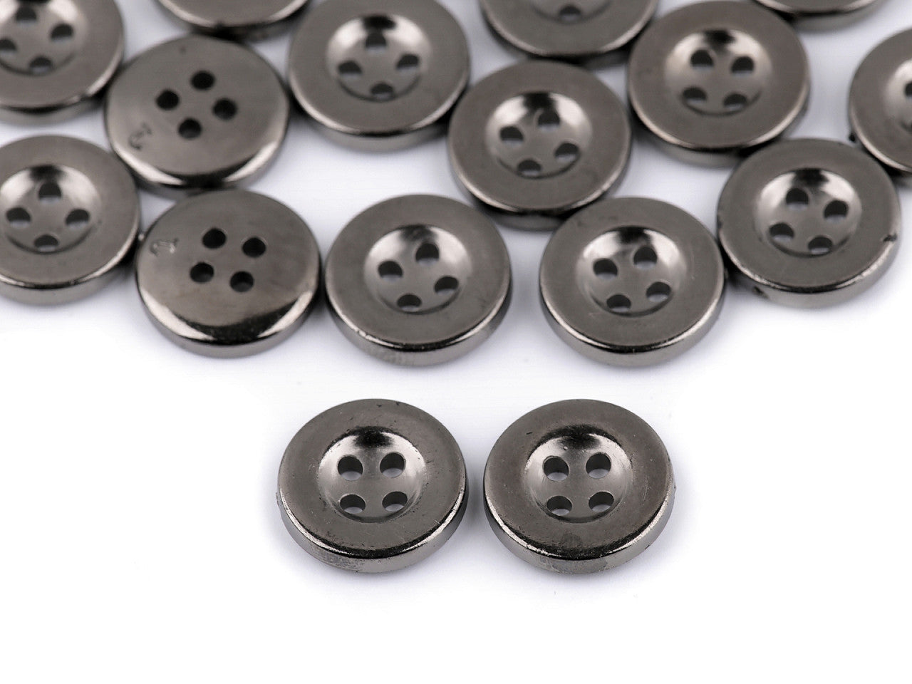 Bouton en plastique taille 15,2mm, imitation métal