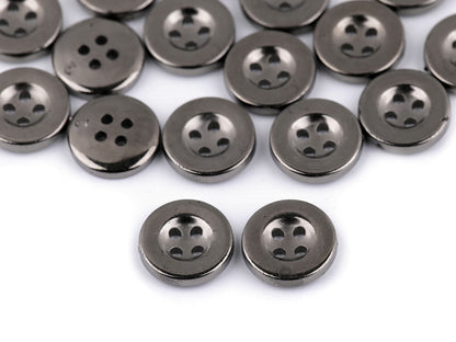 Bouton en plastique taille 15,2mm, imitation métal