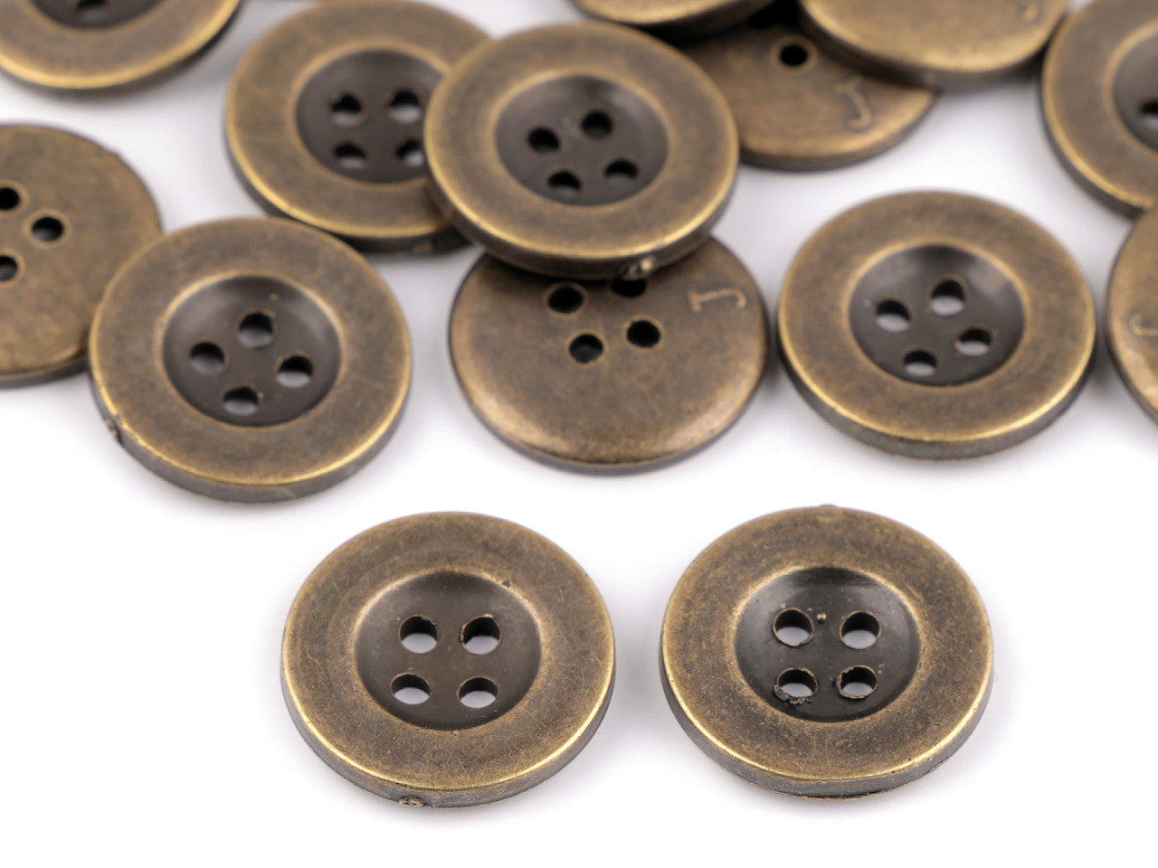 Bouton en plastique taille 15,2mm, imitation métal
