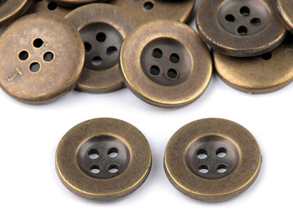 Bouton en plastique taille 15,2mm, imitation métal - 20pc