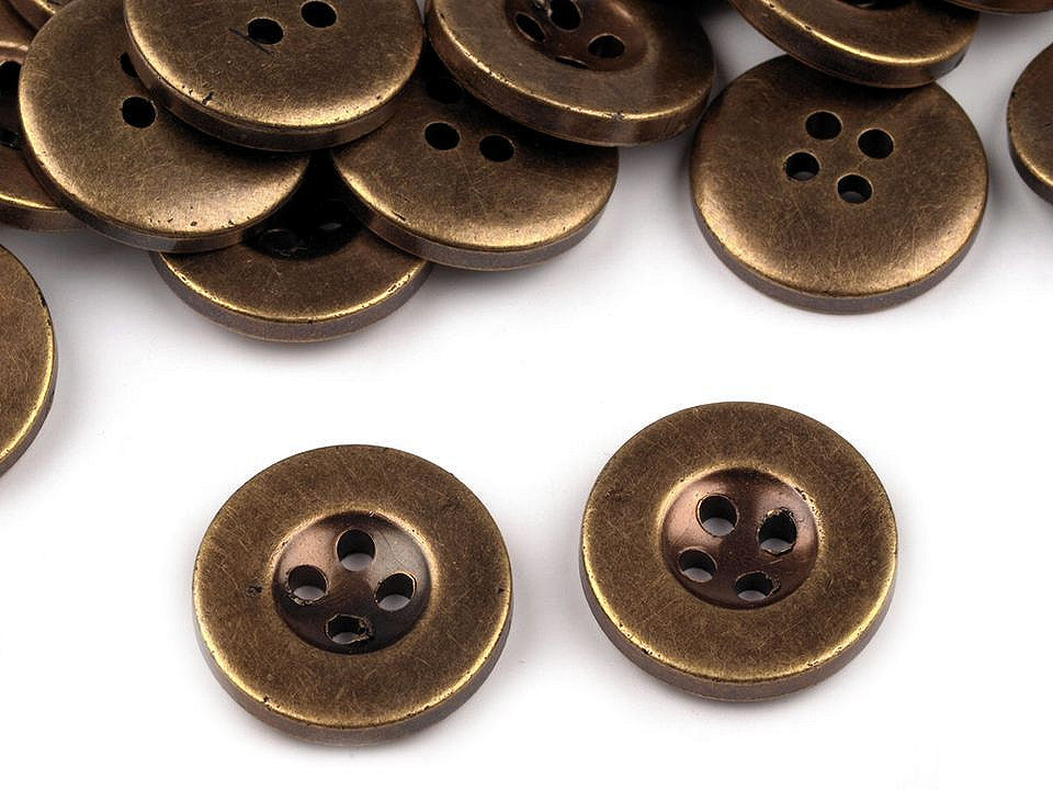Bouton en plastique taille 15,2mm, imitation métal - 20pc