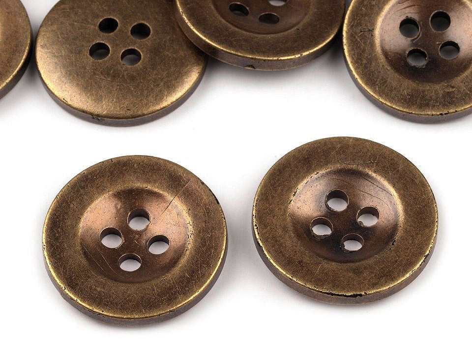 Bouton en plastique taille 15,2mm, imitation métal - 20pc