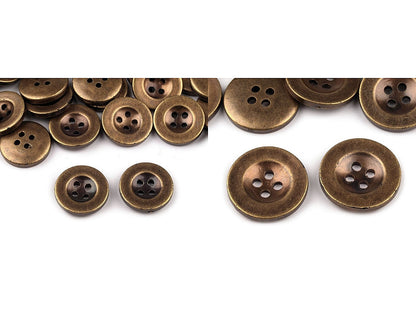 Bouton en plastique taille 15,2mm, imitation métal