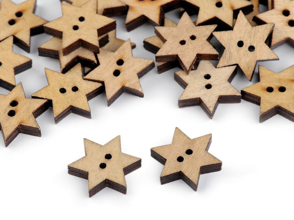 Bouton décoratif en bois, Étoile
