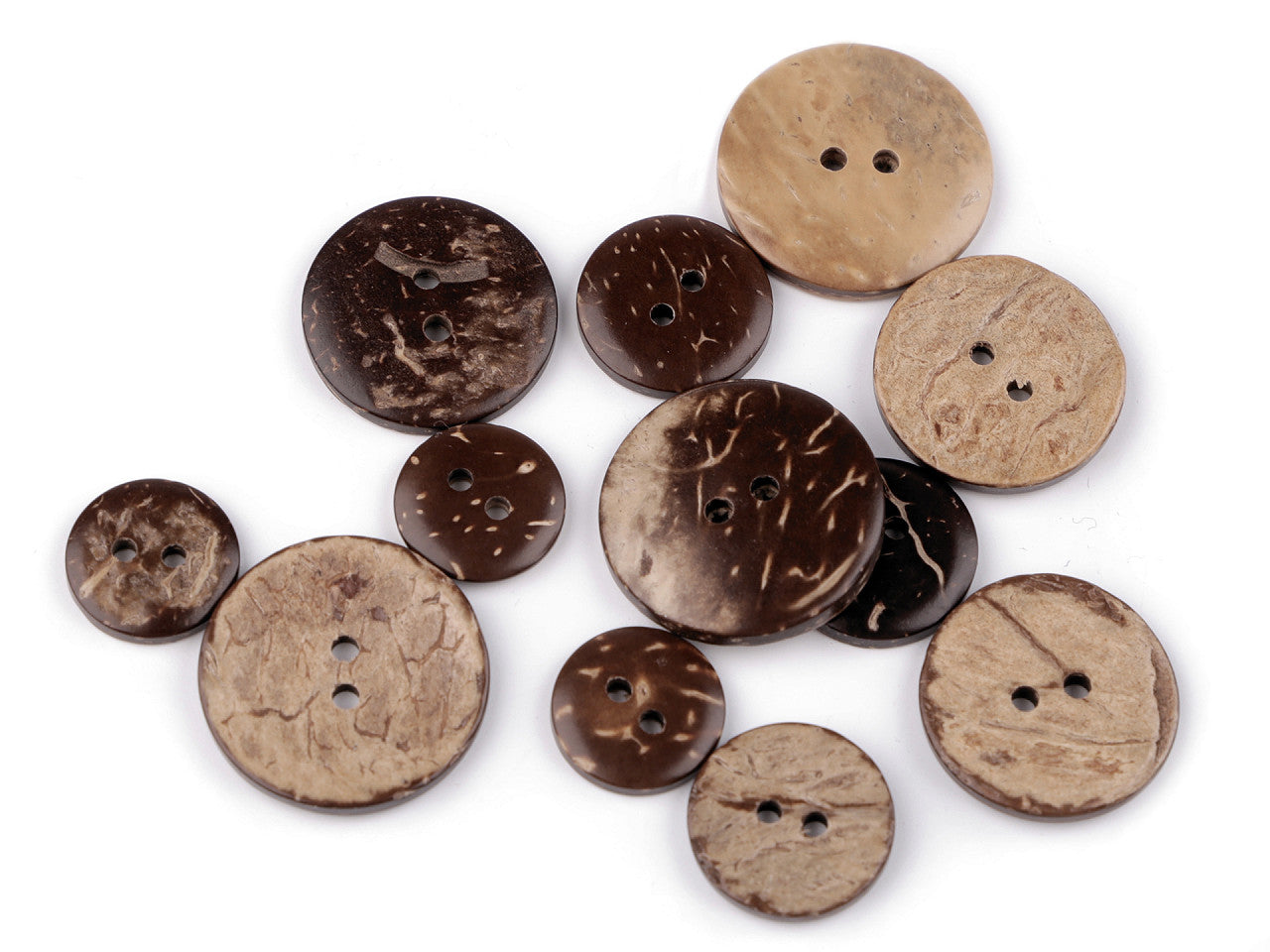Bouton en noix de coco, double face, taille 15,2mm, 17,7mm, 20,3mm, 36', 25,4mm, 30,4mm