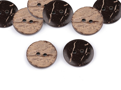 Bouton en noix de coco, double face, taille 15,2mm, 17,7mm, 20,3mm, 36', 25,4mm, 30,4mm
