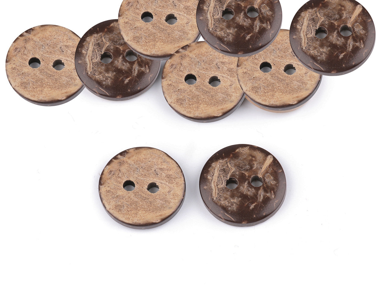 Bouton en noix de coco, double face, taille 15,2mm, 17,7mm, 20,3mm, 36', 25,4mm, 30,4mm