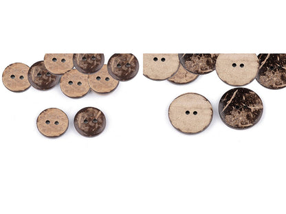 Bouton en noix de coco, double face, taille 15,2mm, 17,7mm, 20,3mm, 36', 25,4mm, 30,4mm