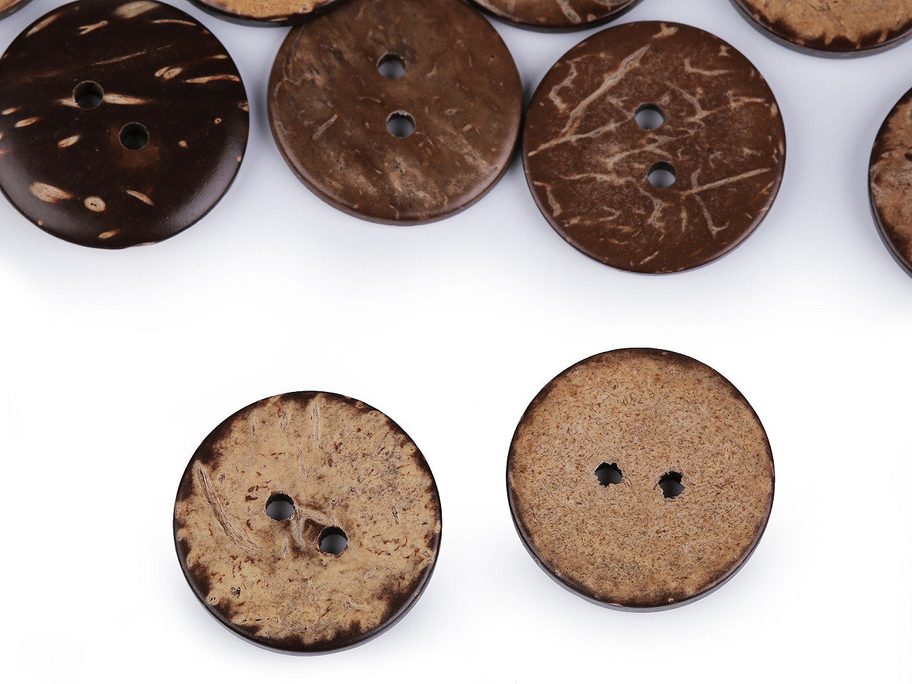 Bouton en noix de coco, double face, taille 15,2mm, 17,7mm, 20,3mm, 36', 25,4mm, 30,4mm