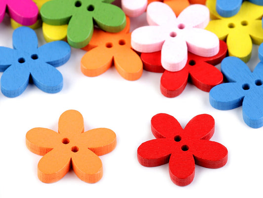 Bouton décoratif en bois, Fleur