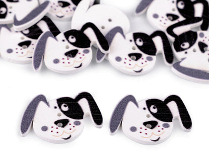 Boutons décoratifs Animaux en bois - chien, hérisson, tigre