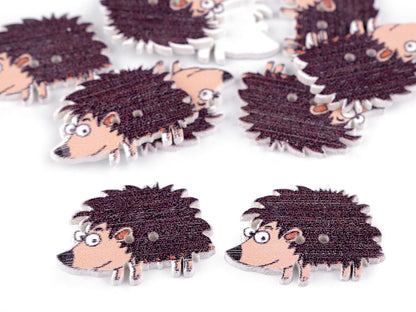 Boutons décoratifs Animaux en bois - chien, hérisson, tigre