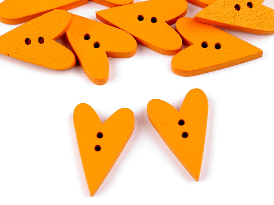 Bouton décoratif en bois, Cœur - 25pc