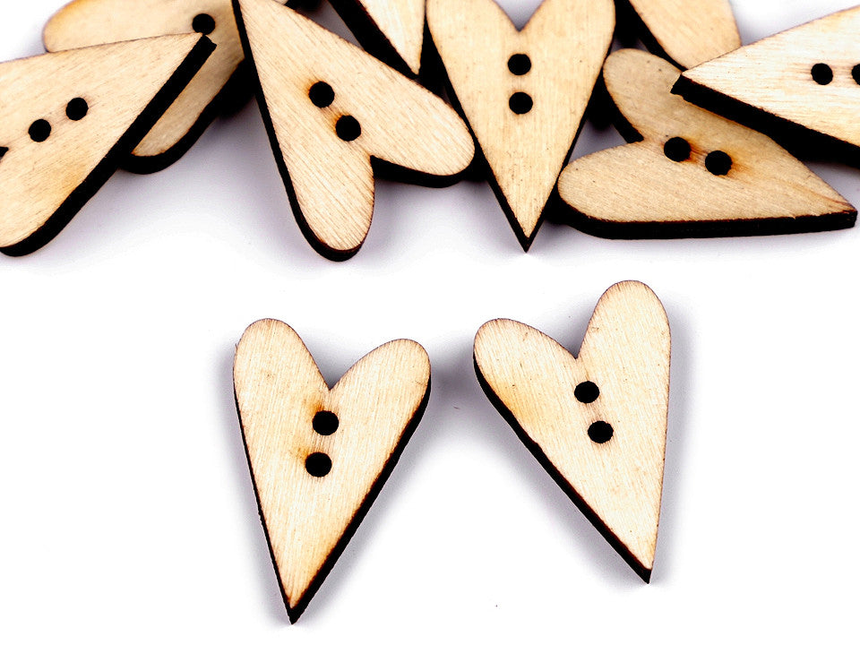 Bouton décoratif en bois, Cœur
