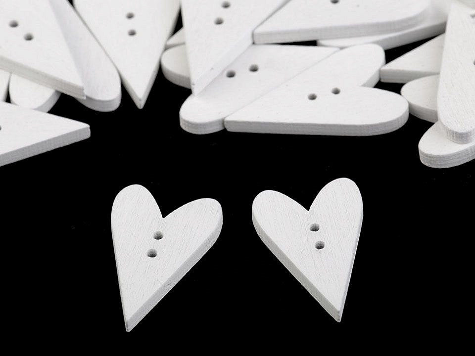 Bouton décoratif en bois, Cœur - 25pc