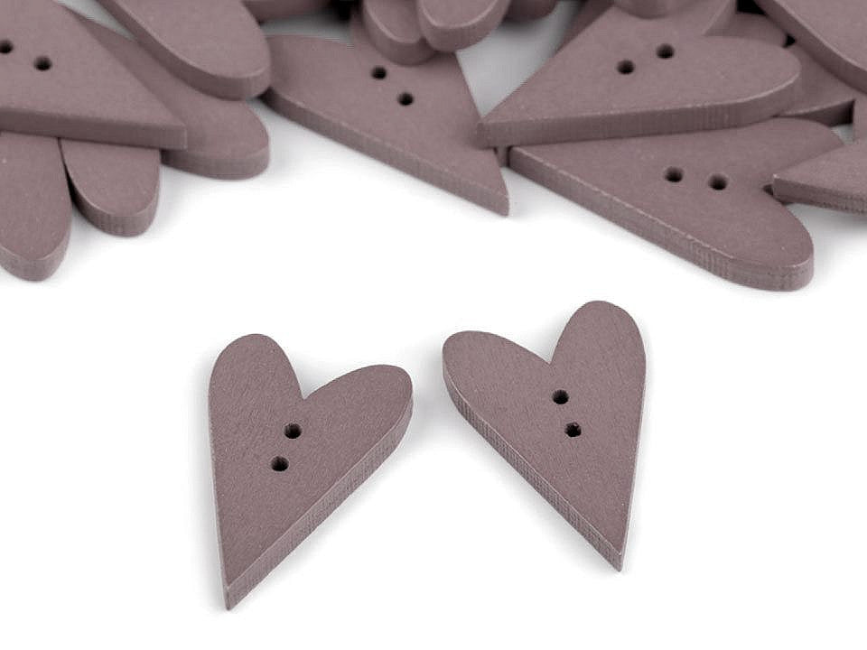 Bouton décoratif en bois, Cœur - 25pc