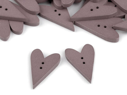 Bouton décoratif en bois, Cœur - 10pc
