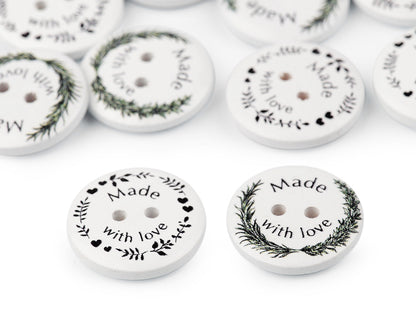 Bouton décoratif en bois « Made with love »