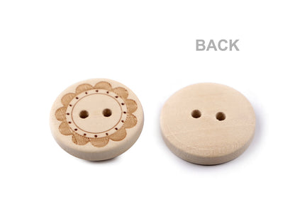 Bouton décoratif en bois, Fleurs