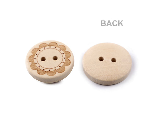 Bouton décoratif en bois, Fleurs