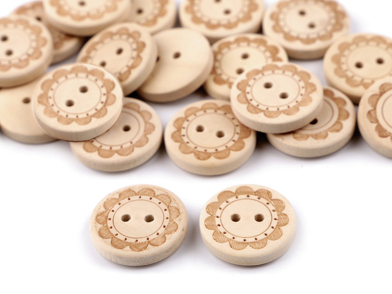 Bouton décoratif en bois, Fleurs