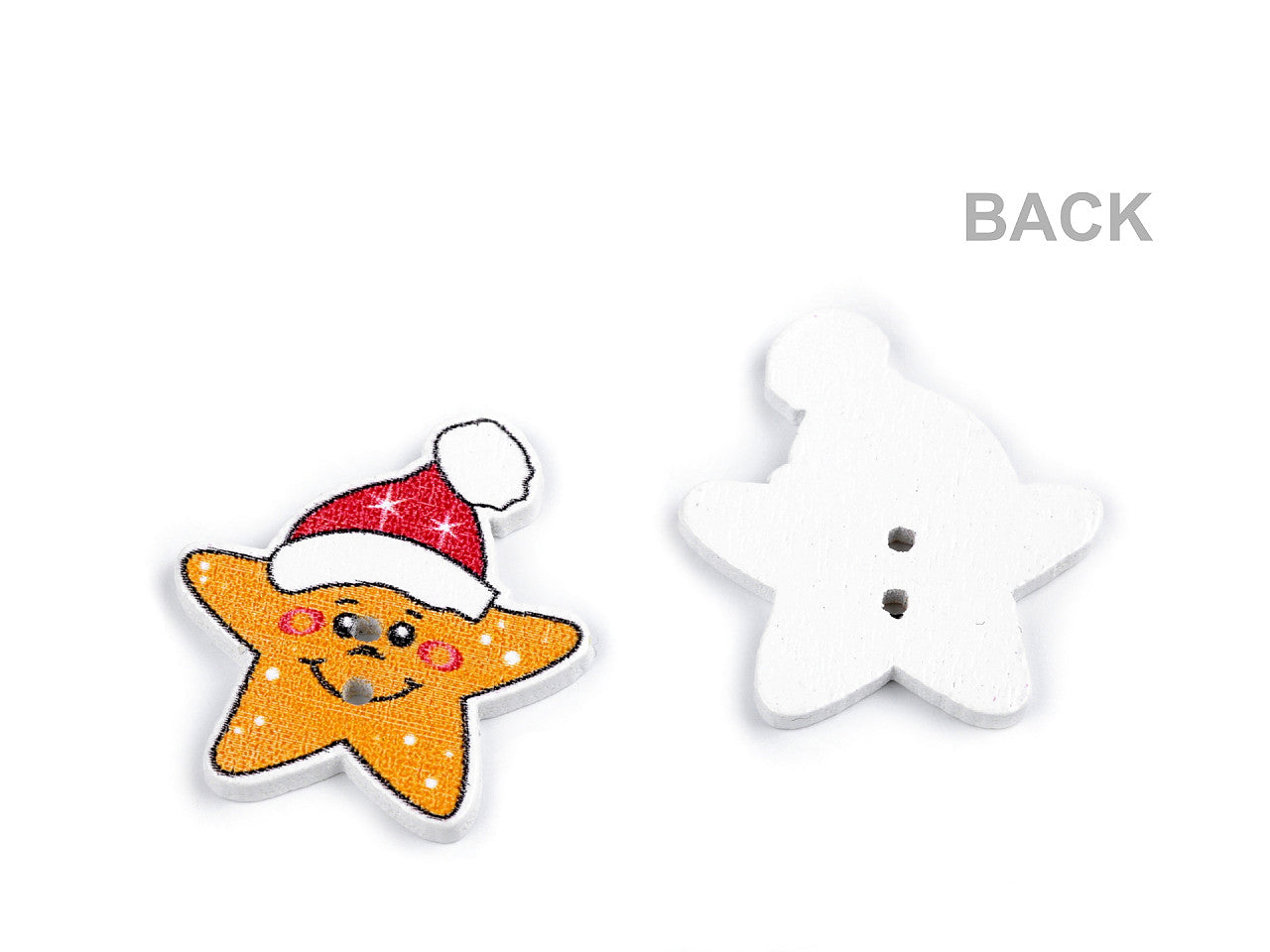 Bouton décoratif en bois - Houx de Noël, Étoile, Bonnet