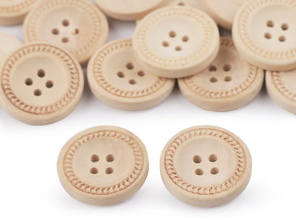 Bouton décoratif en bois, 4 trous