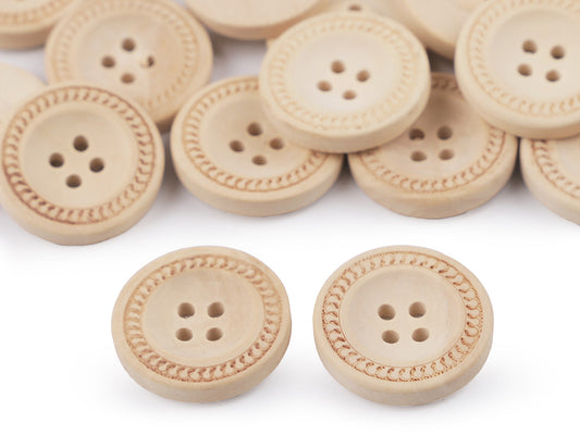 Bouton décoratif en bois, 4 trous