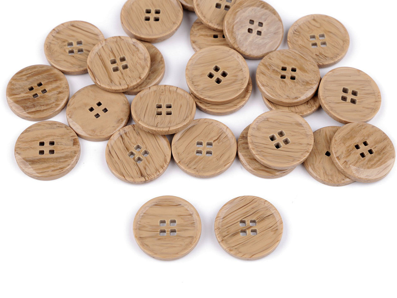 Bouton imitation bois, taille 20,3mm, 25,4mm, 44'