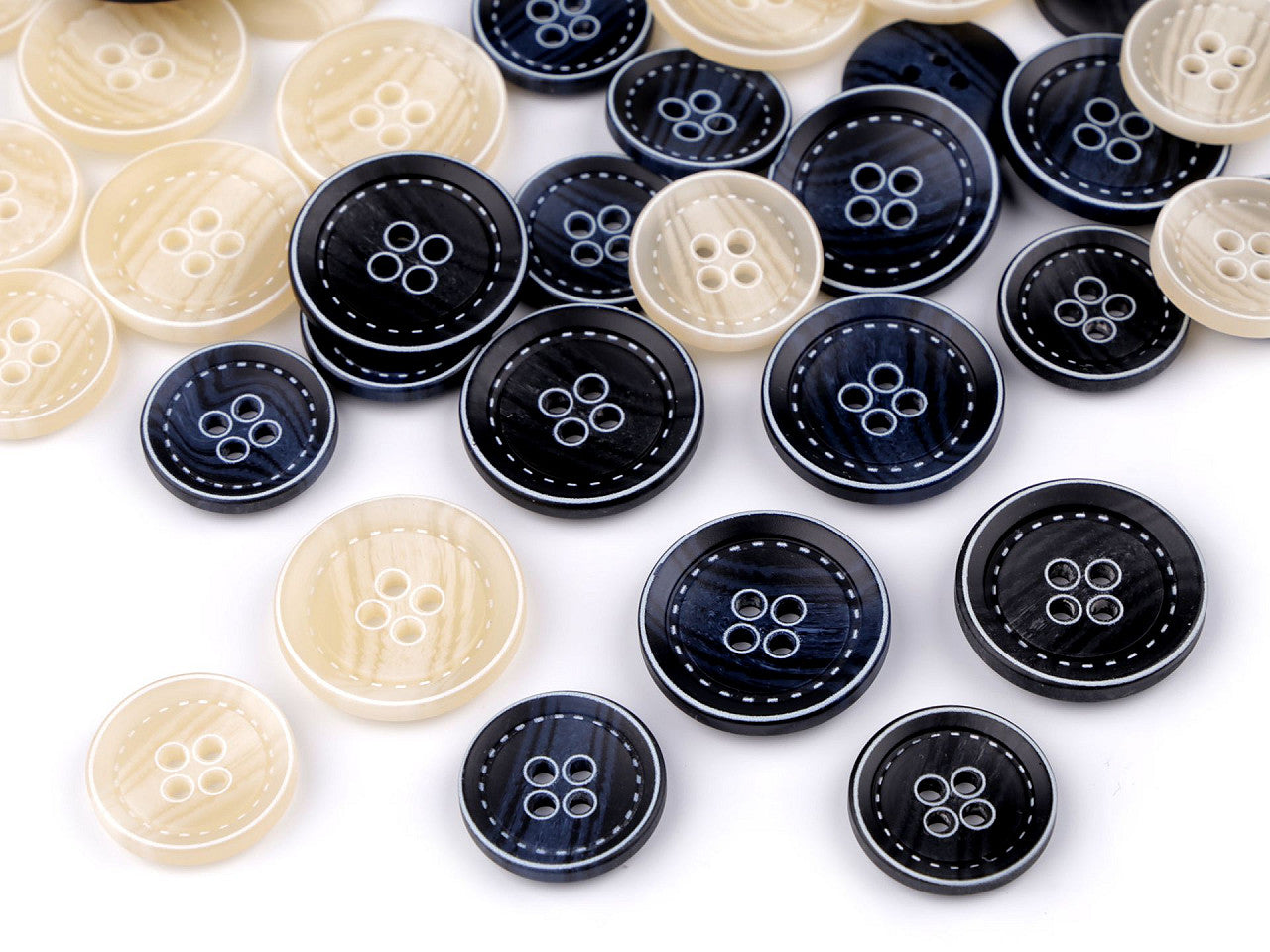 Bouton avec imitation coutures, taille 20,3mm, 25,4mm