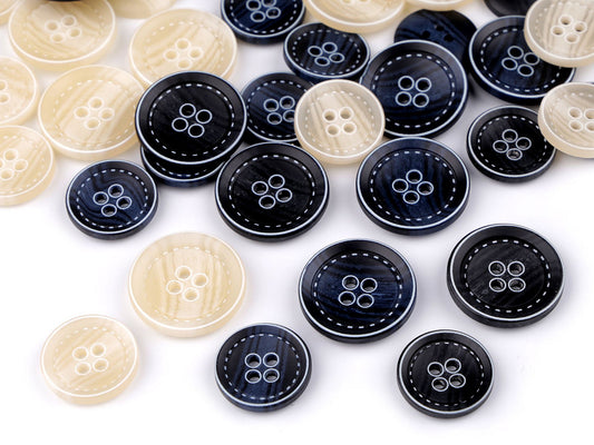 Bouton avec imitation coutures, taille 20,3mm, 25,4mm
