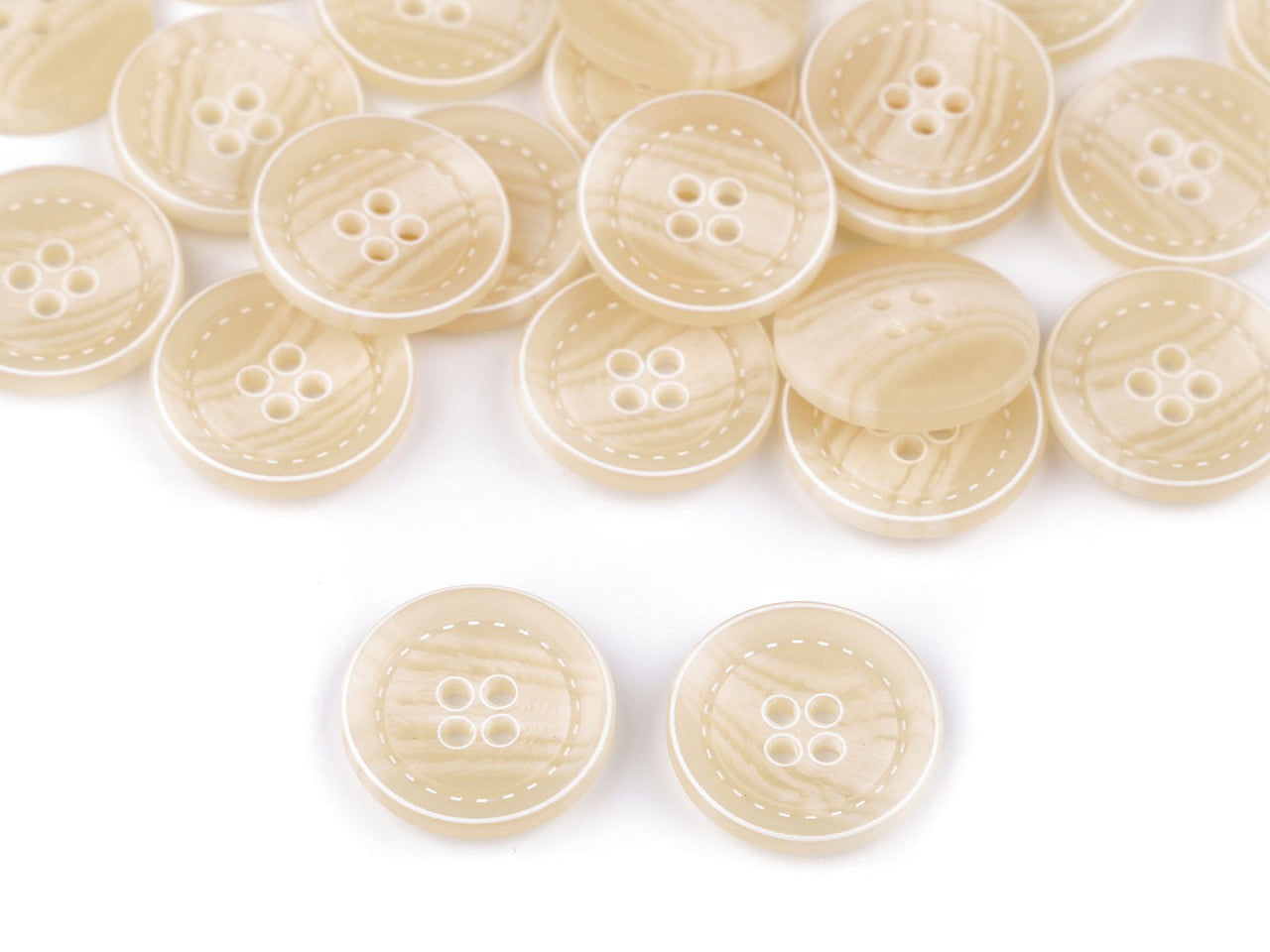 Bouton avec imitation coutures, taille 20,3mm, 25,4mm