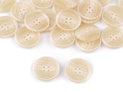 Bouton avec imitation coutures, taille 20,3mm, 25,4mm